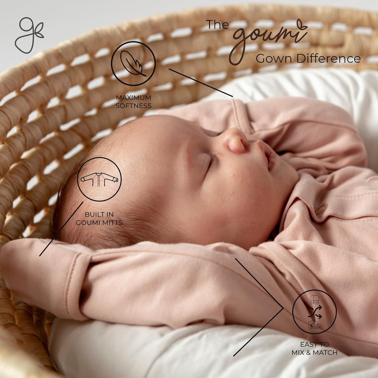 Goumikids Viscose Made from Bamboo Organic Cotton Convertible Baby Gown Nightie