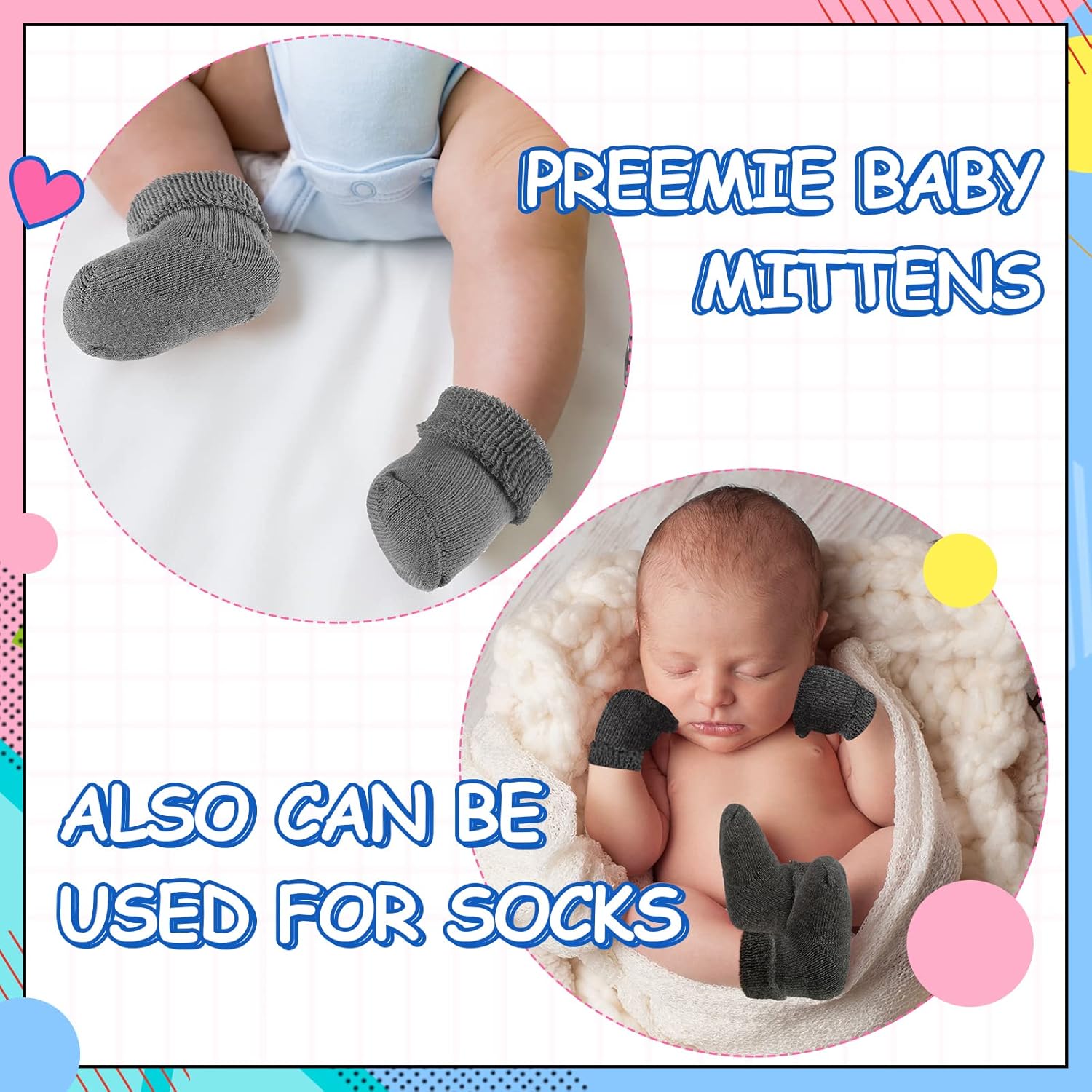Perfect for Newborns Prematures Soft No-Scratch mittens for Kids