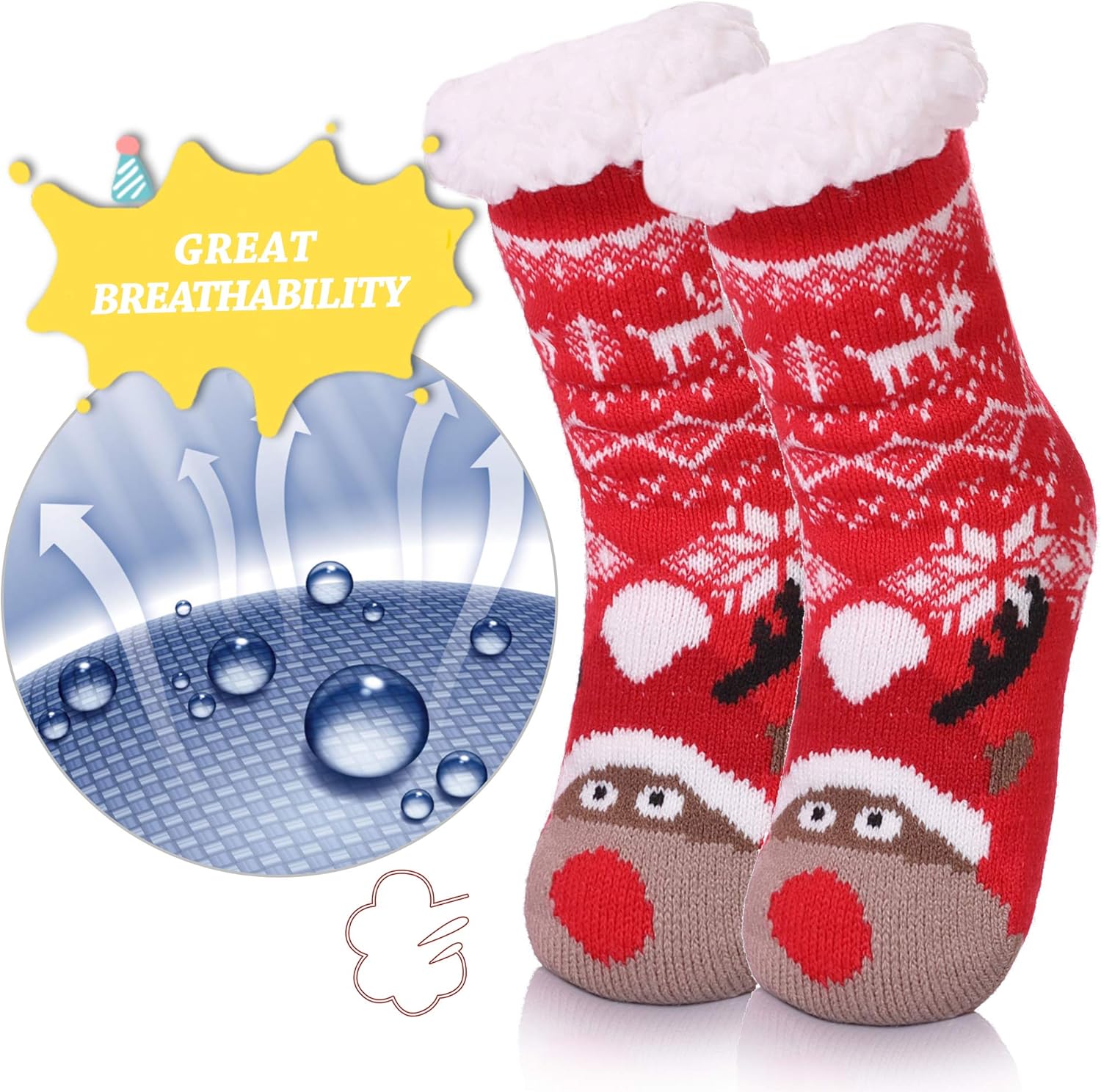 Yebing Kids slipped fuzzy winter socks Christmas anti-slippage