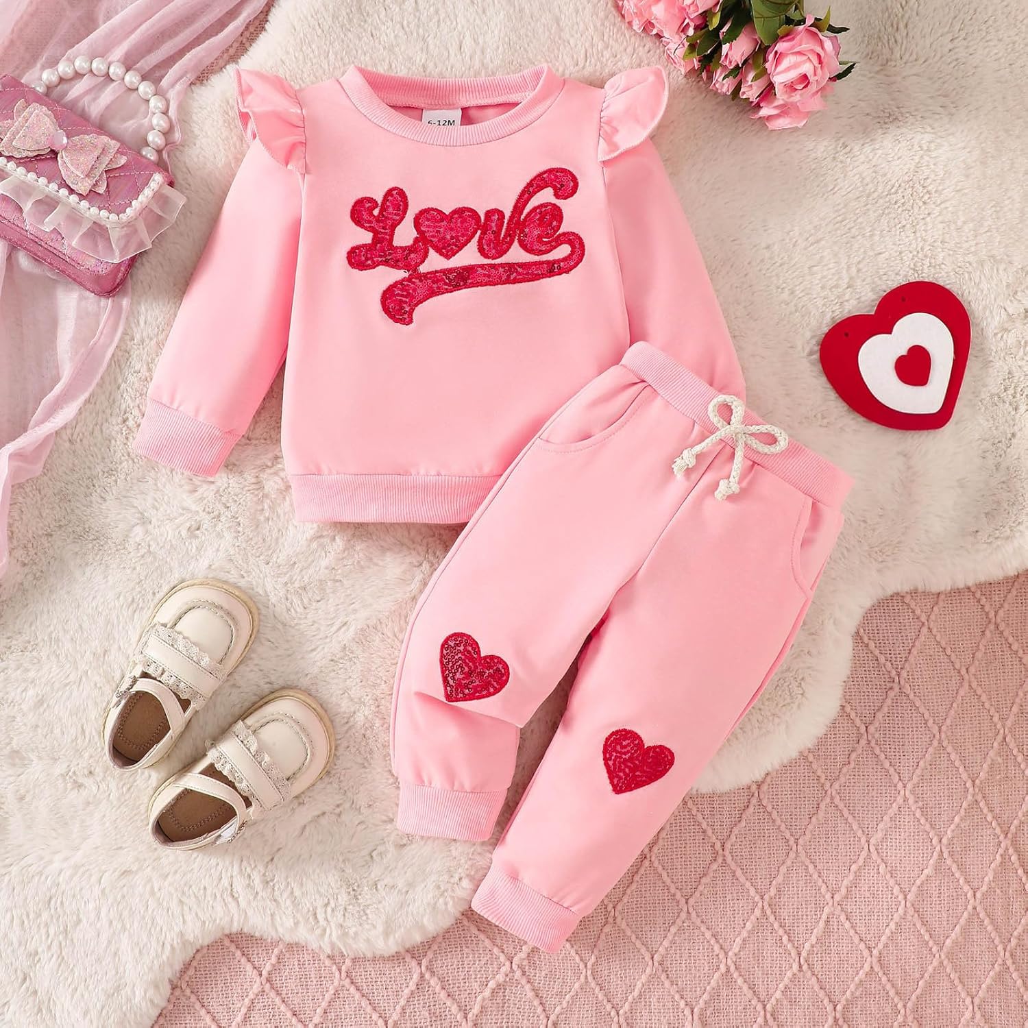 adorable fall valentines day set for baby girls