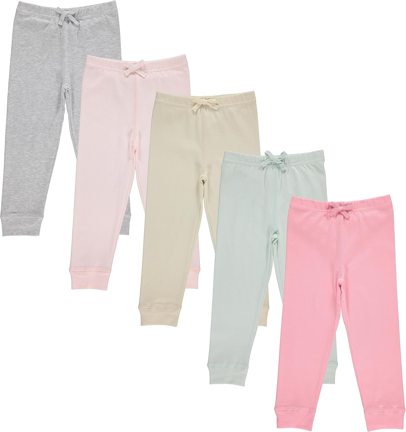 Cudlie 5-Pack Womens BabyToddler Joggers with Ruffled Solid Patterns - Soft and Sustainable