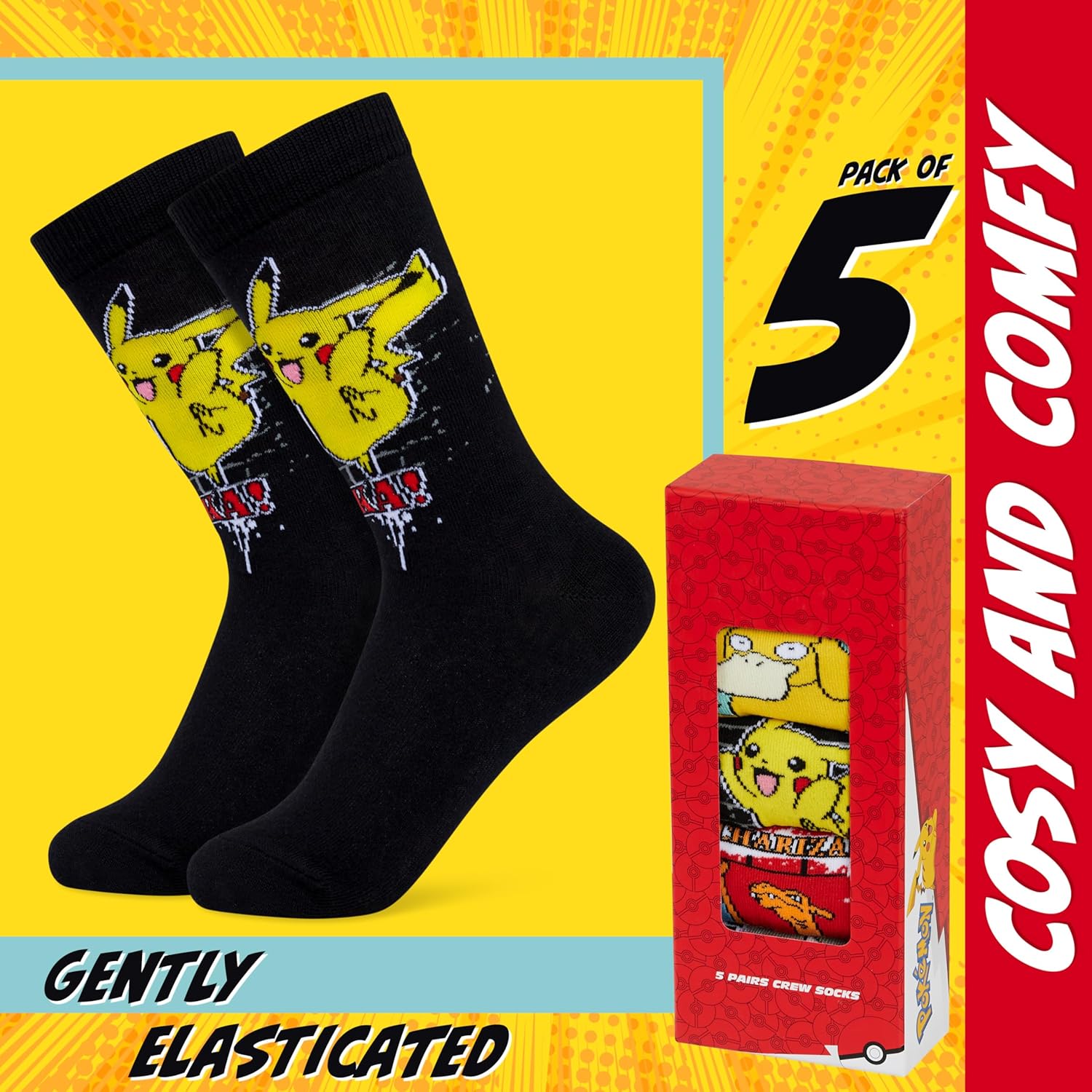 Pokemon Boys Calf Socks Discovers - Premium Soft Breathable Socks for Boys