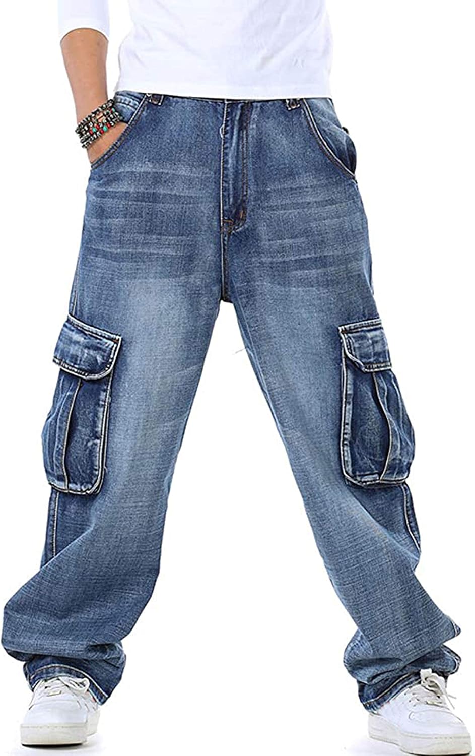 Mens Denim Cargo Pants