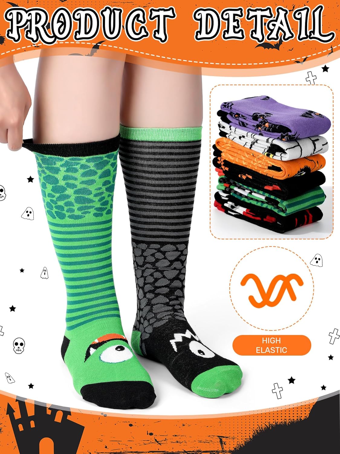 6 Pairs Halloween Socks for Kids Spooky Fun Corner