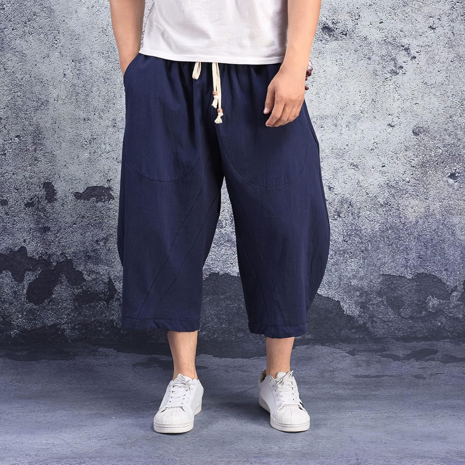 Mens Wide Leg Trousers with Pockets
