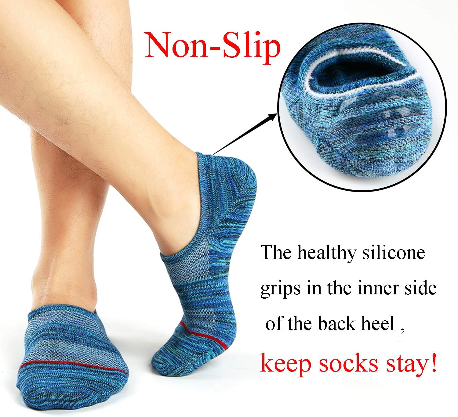 MotteeZconia No-Slide No-See Socks for Men ML 6 Pairs