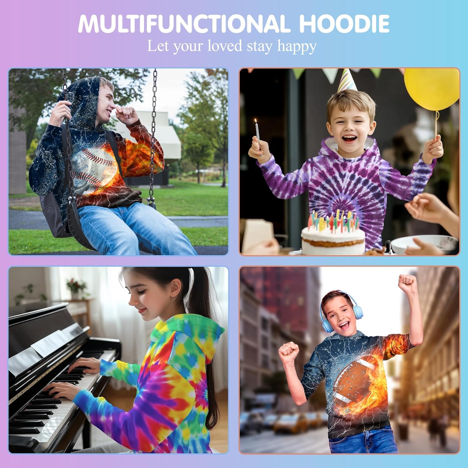ACOWENO Boys and Girls 3D Print Hoody