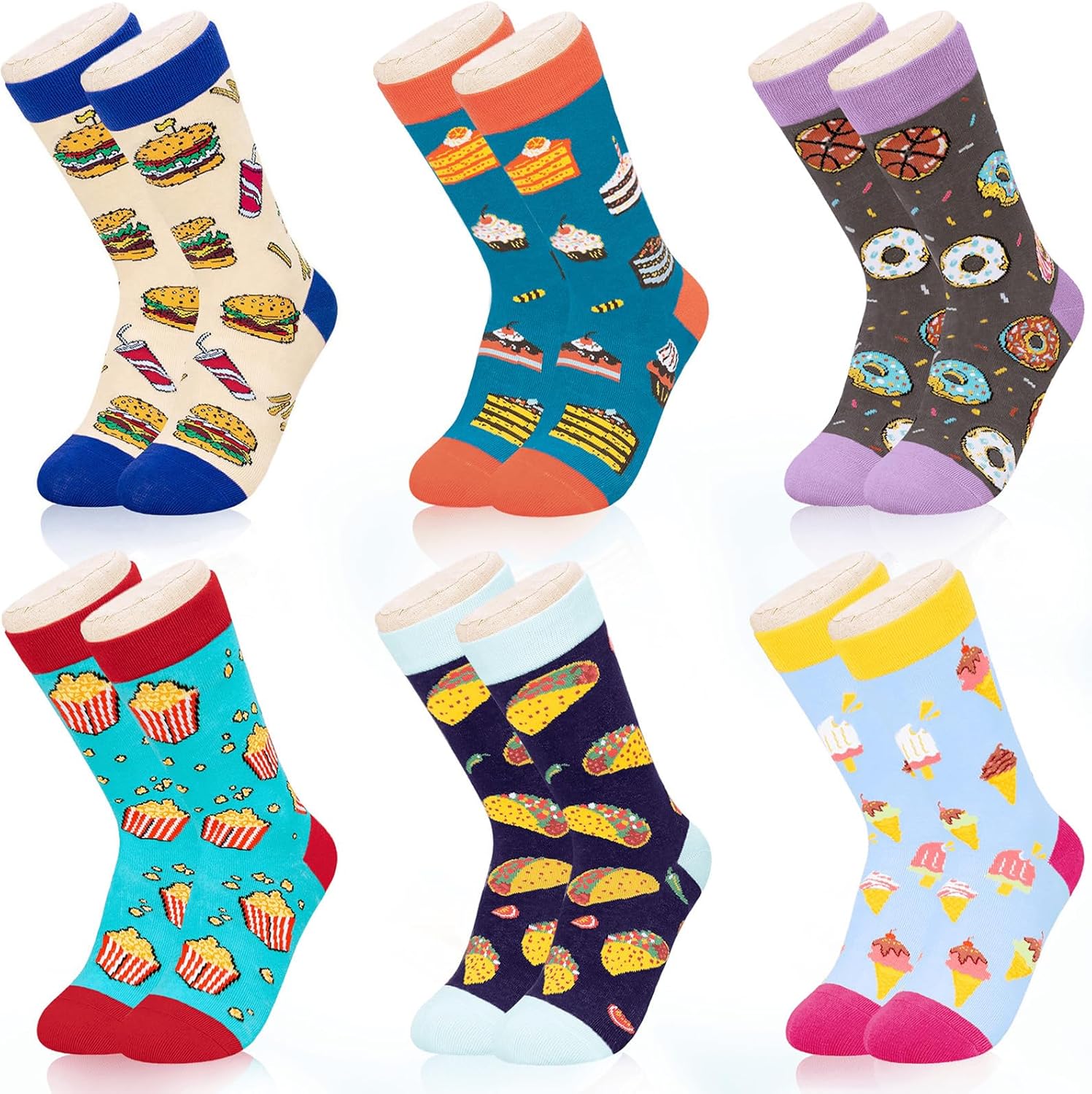 6-Pack Boys Girls Novelty Crew Socks for Kids