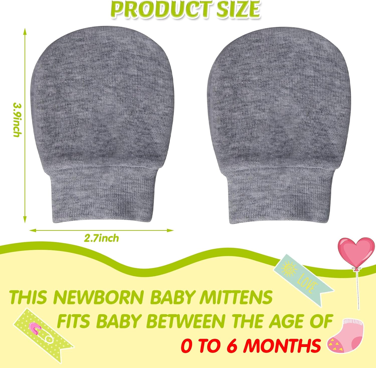 12 Pair Newborn Gloves for Boys Girls 0-6_months