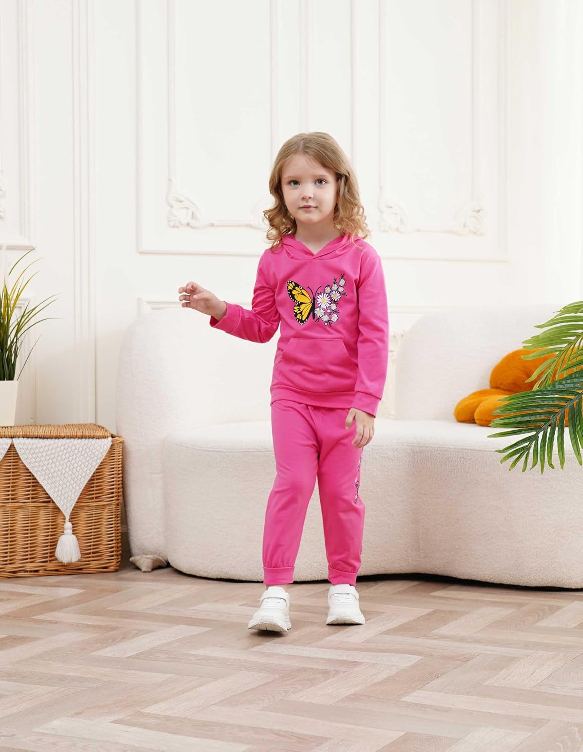 Butterfly Floral Print Toddler Hoodie Set