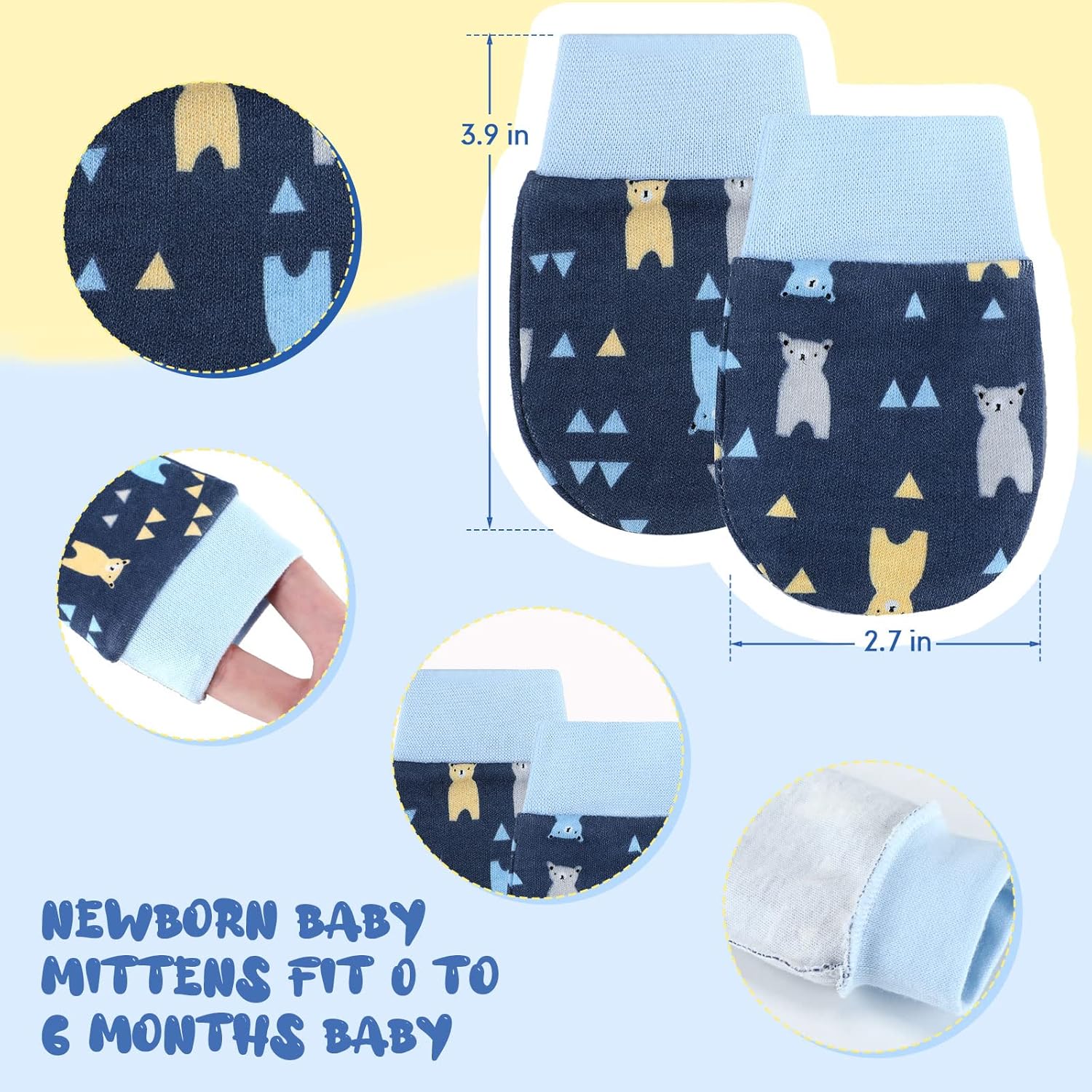 12 Pairs Newborn Baby Mittens