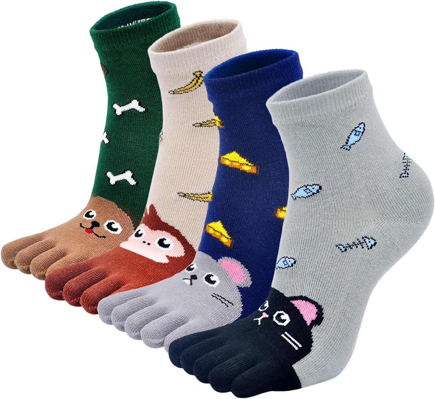 Artfasion Kids Toe Socks Cute Cotton Cartoon Animal Dog Cat Ankle Crew