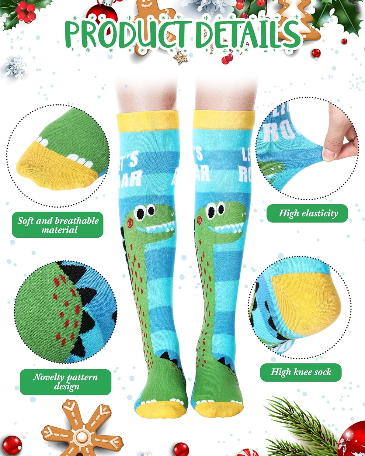 3 Pairs Fuzzy Novelty Reindeer Knee High Socks