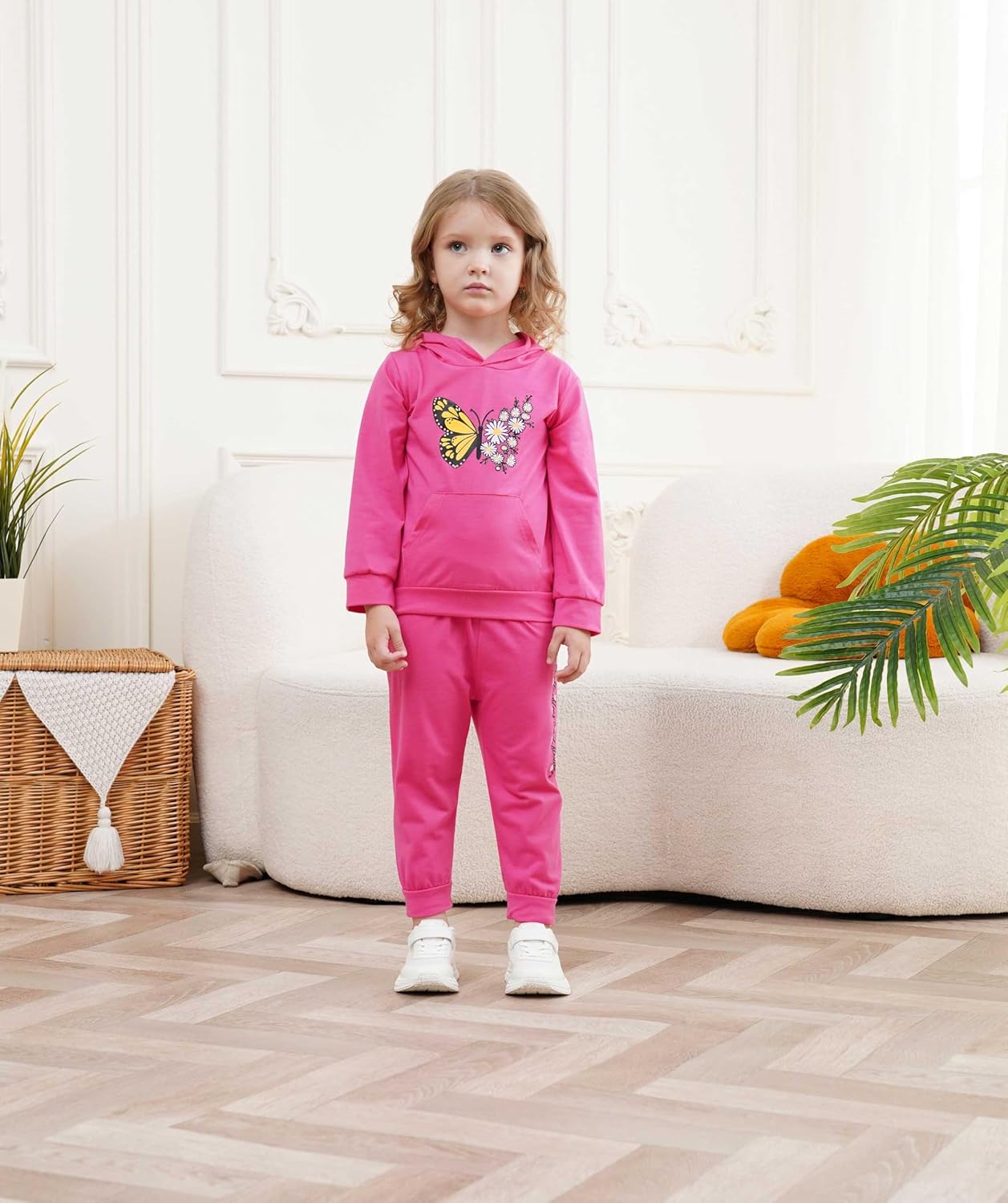 Butterfly Floral Print Toddler Hoodie Set