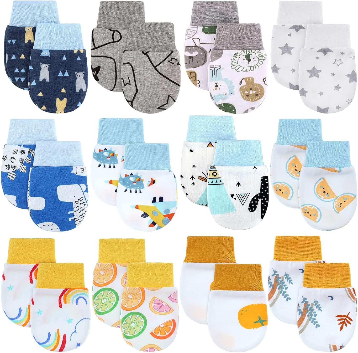 12 Pairs Newborn Baby Mittens