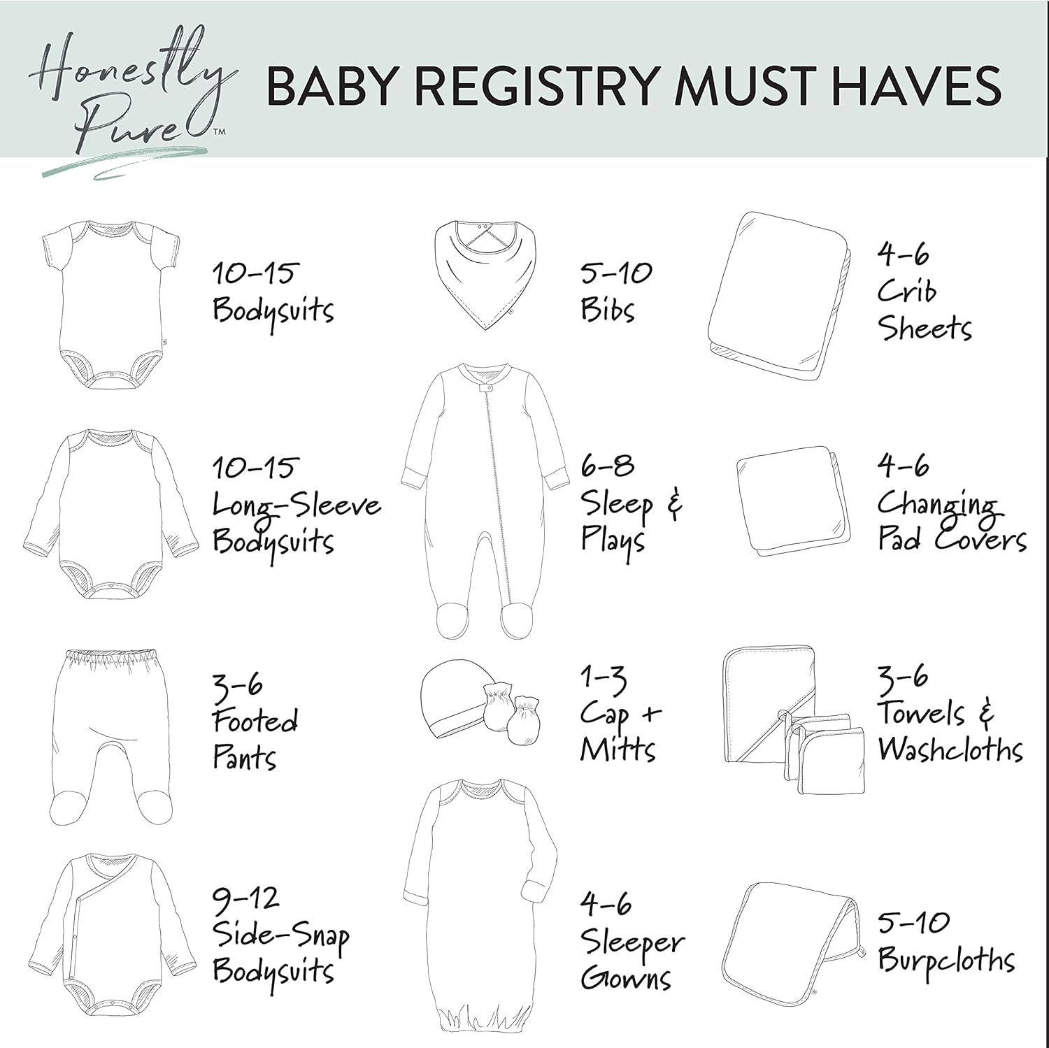 Honest 2-Pack Organic Cotton Sleepers for Newborns Boys Girls