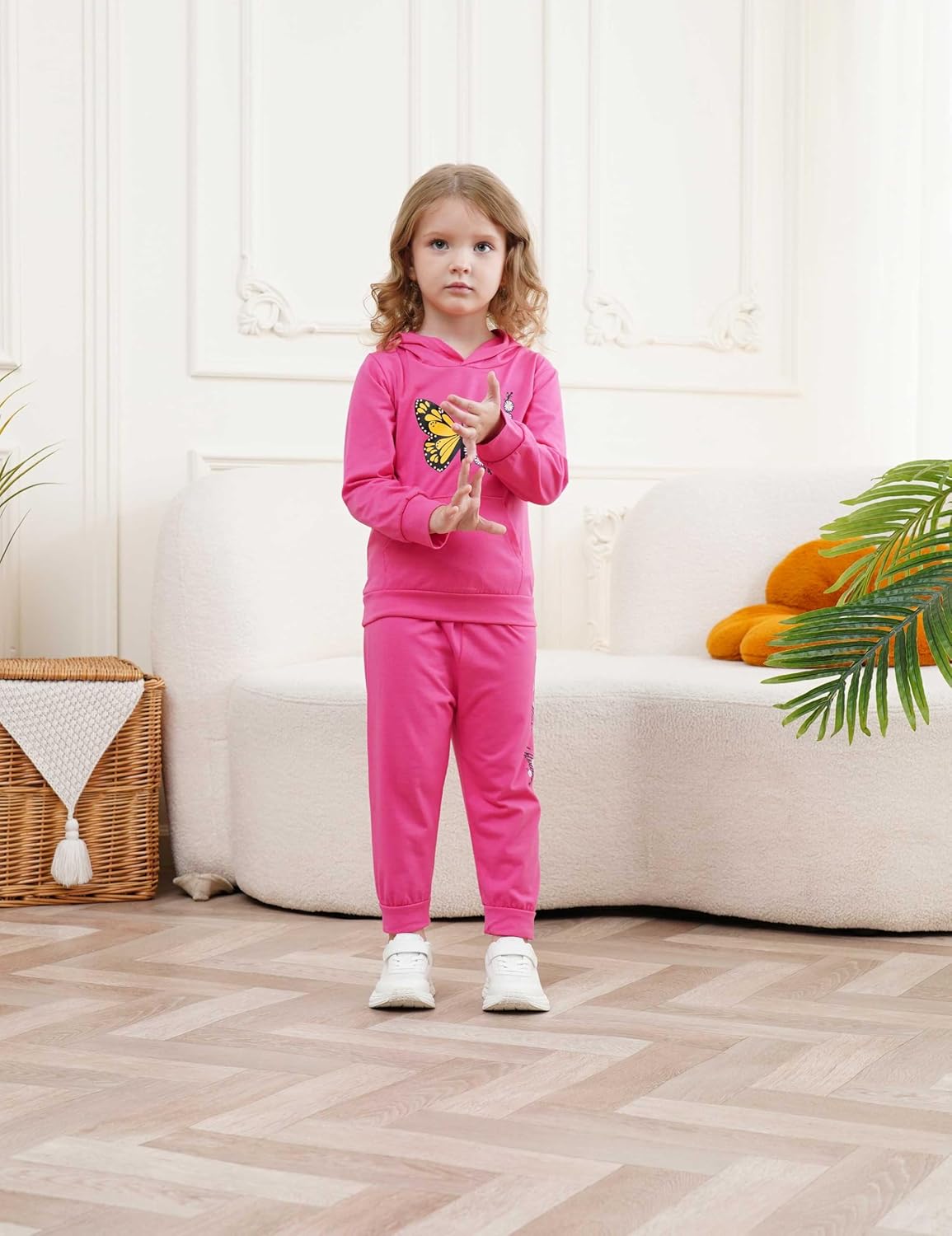 Butterfly Floral Print Toddler Hoodie Set