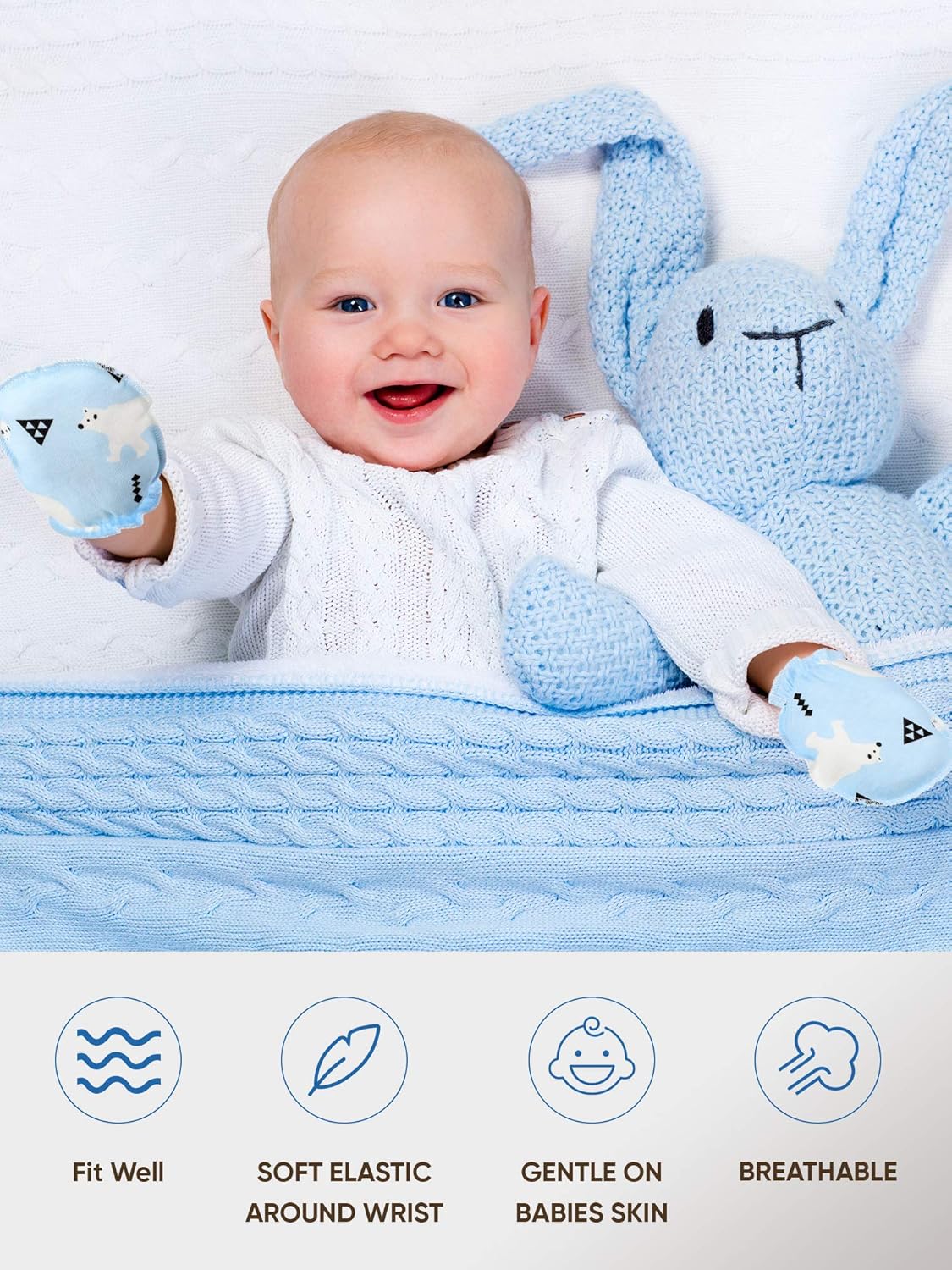 Durable Soft Baby Mittens for Newborns