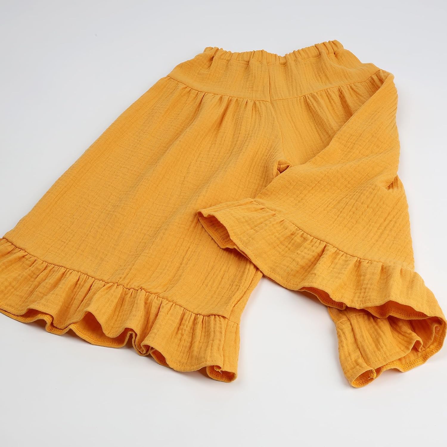 HOOLCHEAN Soft Cotton Gauze Ruffle Wide Leg Pants for Baby Girls