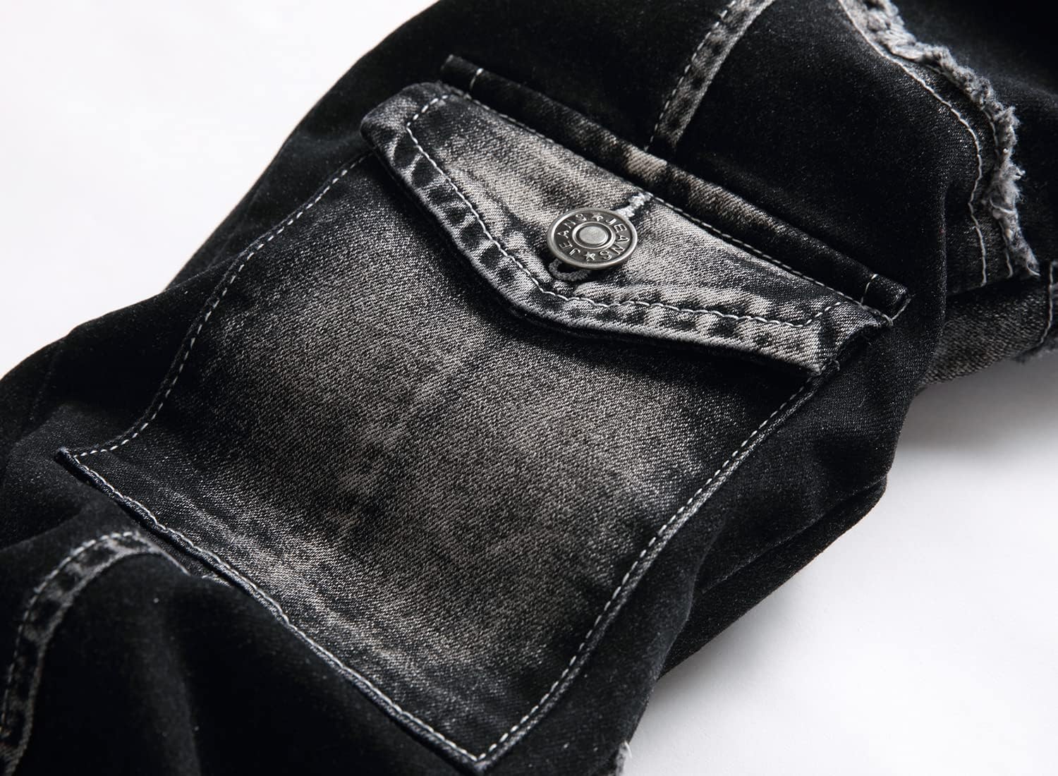 Mens Biker Moto Washed Distressed Slim Fit Straight Jeans