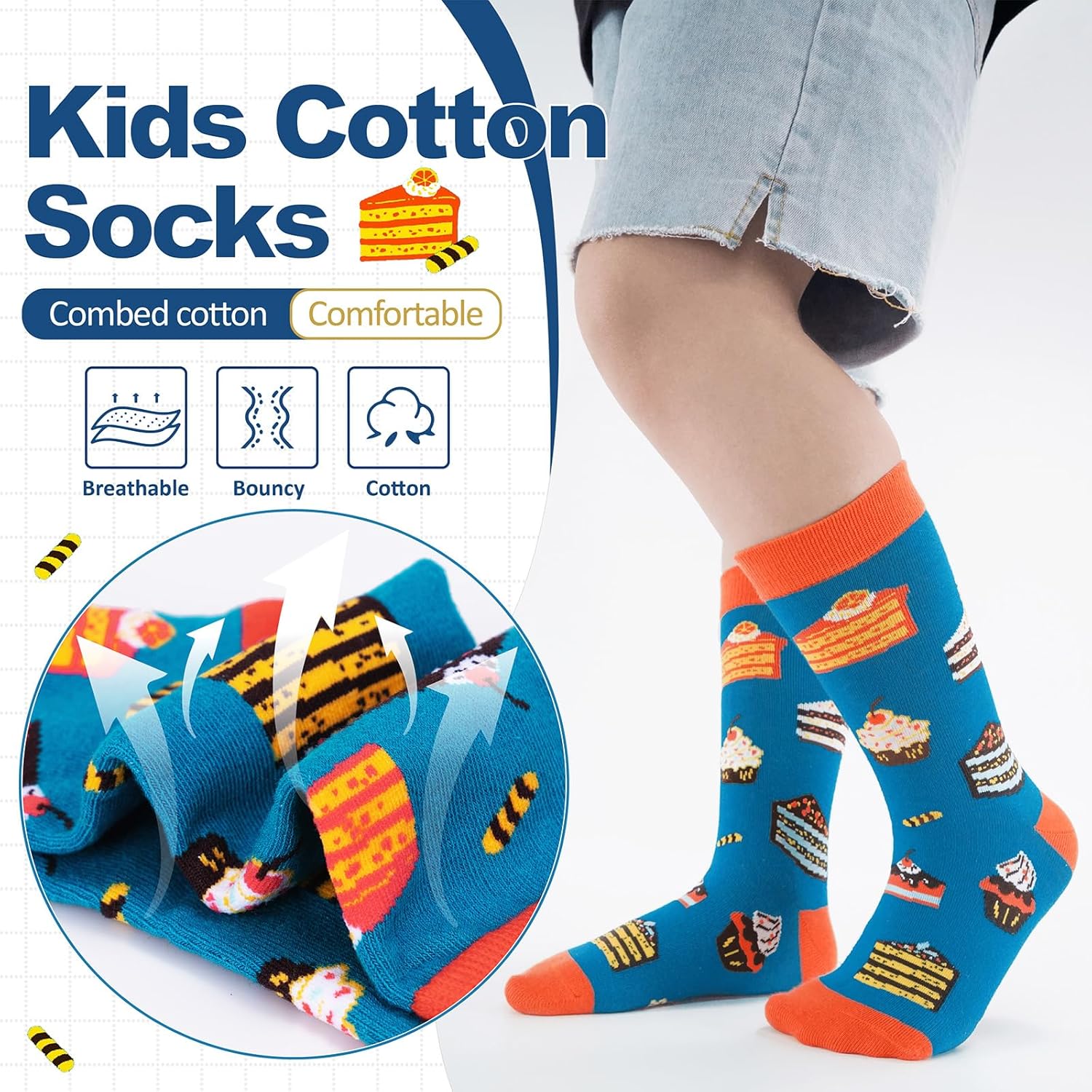 6-Pack Boys Girls Novelty Crew Socks for Kids