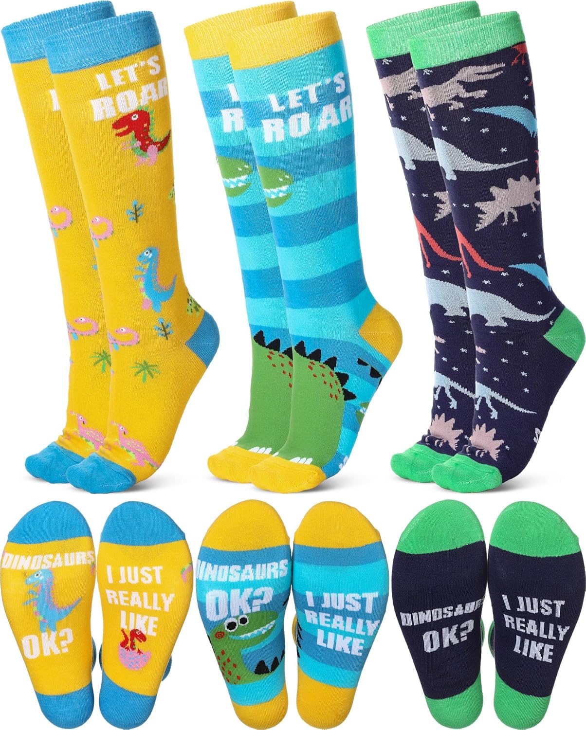 3 Pairs Fuzzy Novelty Reindeer Knee High Socks
