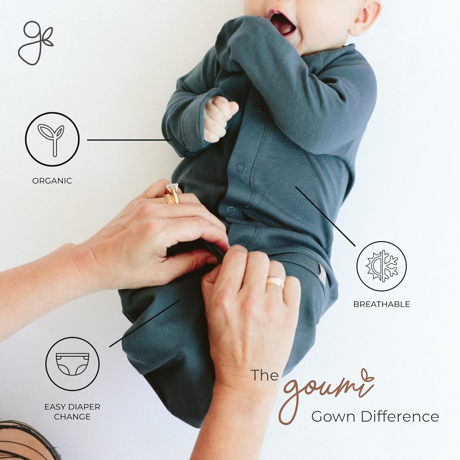 Goumikids Viscose Made from Bamboo Organic Cotton Convertible Baby Gown Nightie