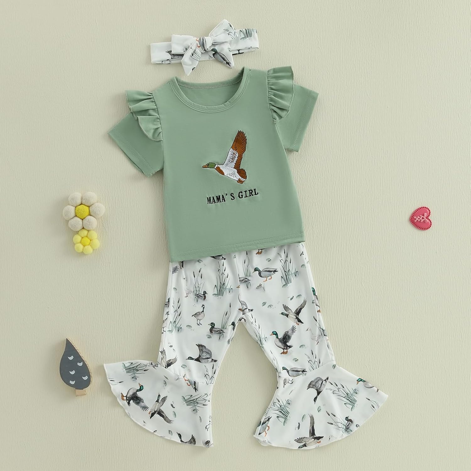 Cute Toddler Girls Streaming Flare Pants Set