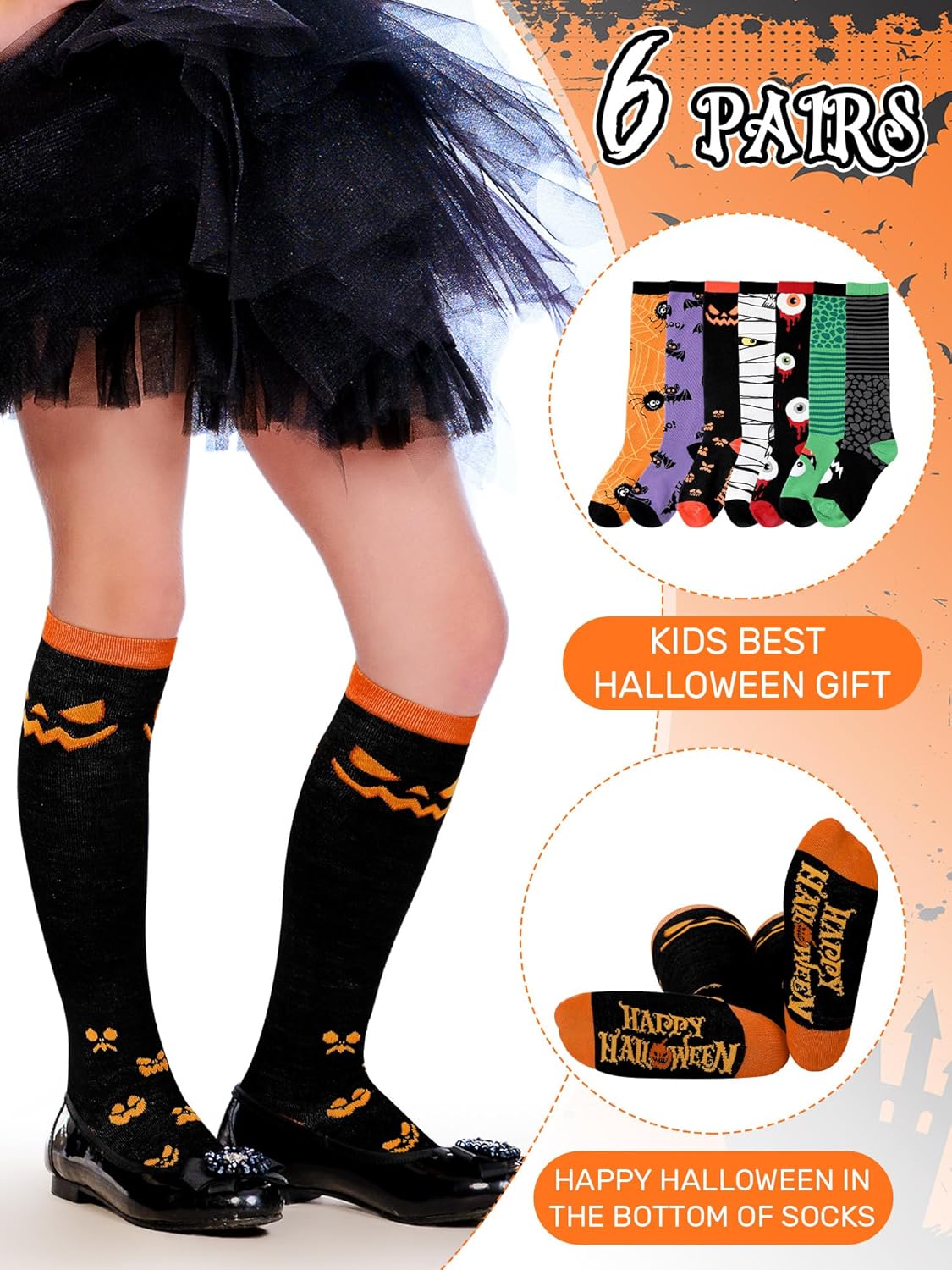 6 Pairs Halloween Socks for Kids Spooky Fun Corner