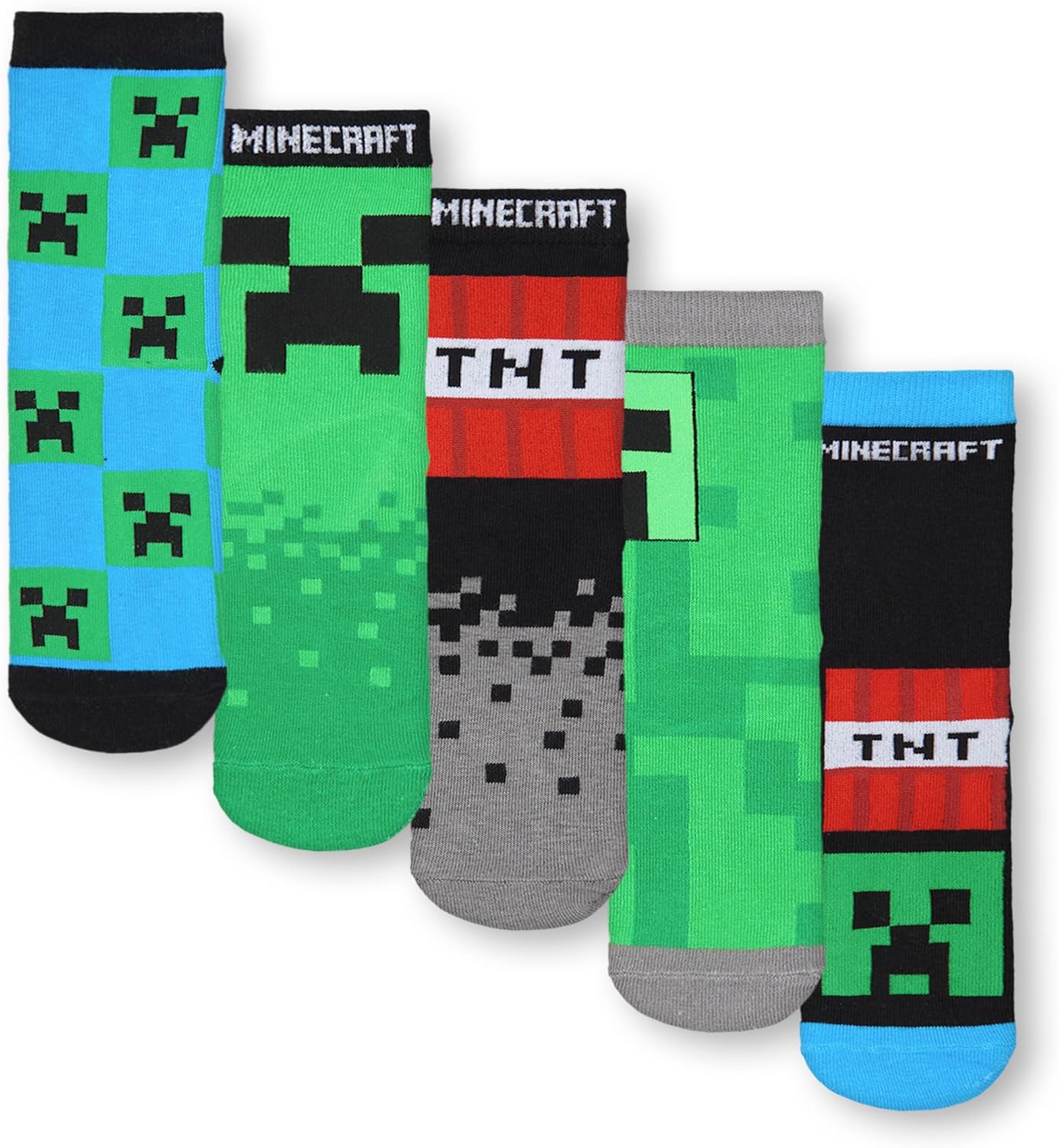 Minecraft Boys Socks Set Creeper TNT Print Fun