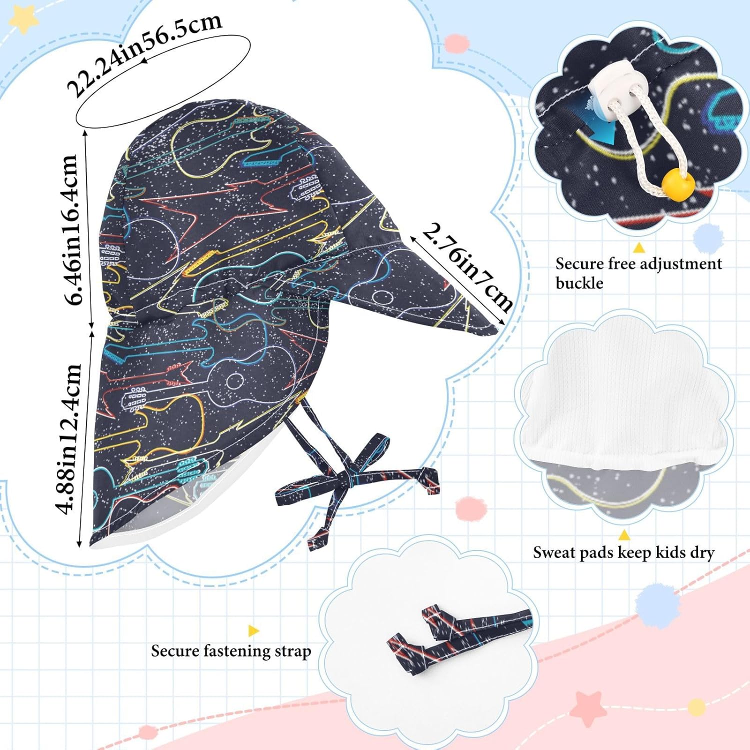 Adjustable Toddler Bucket Hat Electric Guitar