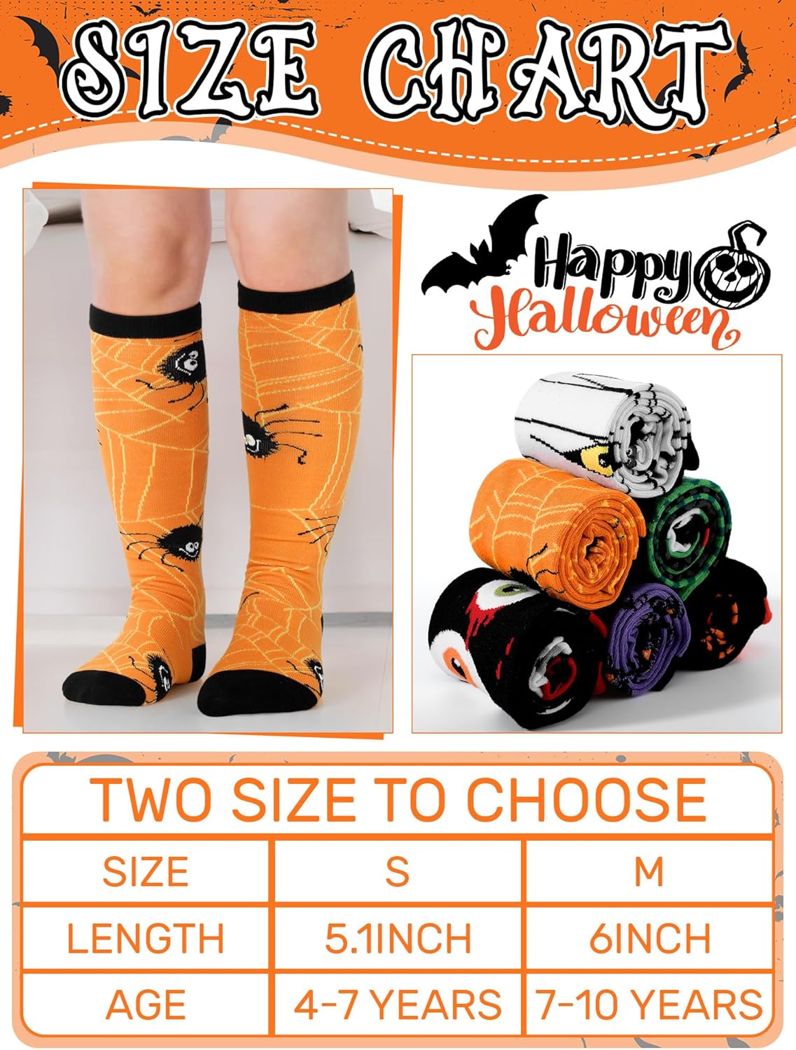 6 Pairs Halloween Socks for Kids Spooky Fun Corner