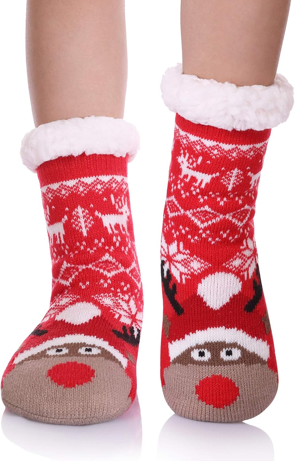 Yebing Kids slipped fuzzy winter socks Christmas anti-slippage