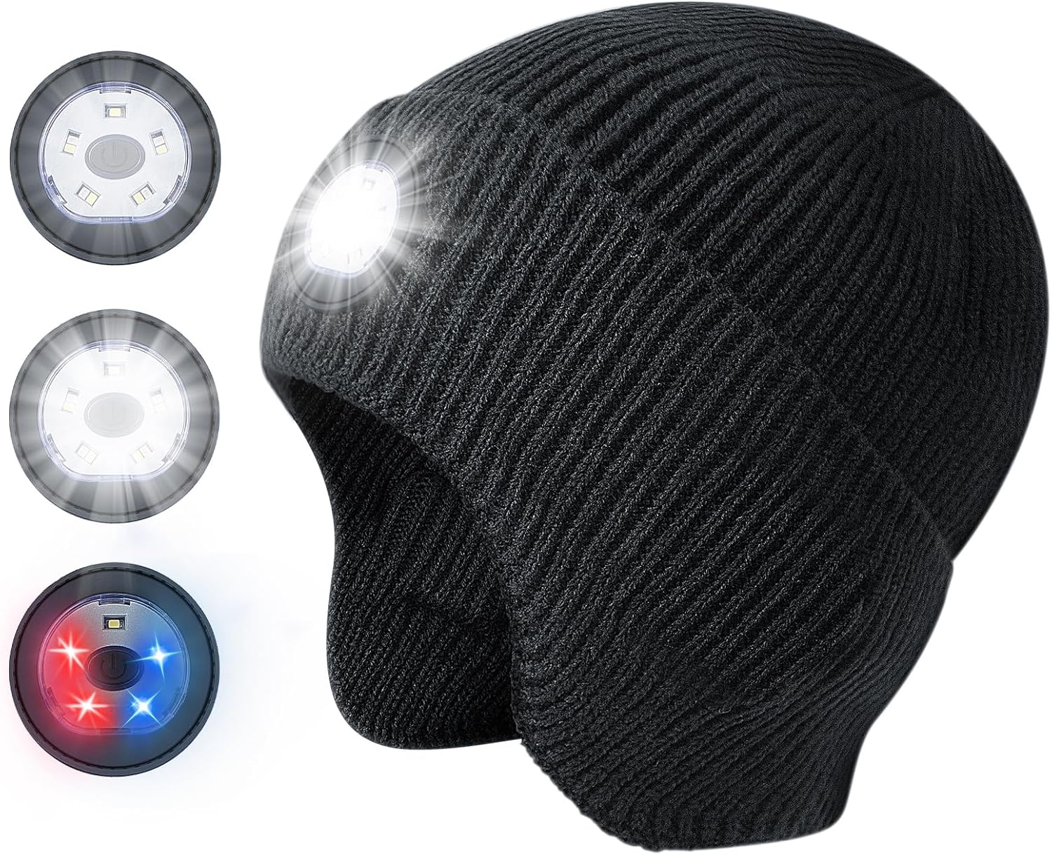 Warm LED Beanie Hat with Rechargeable Headlamp for Winter