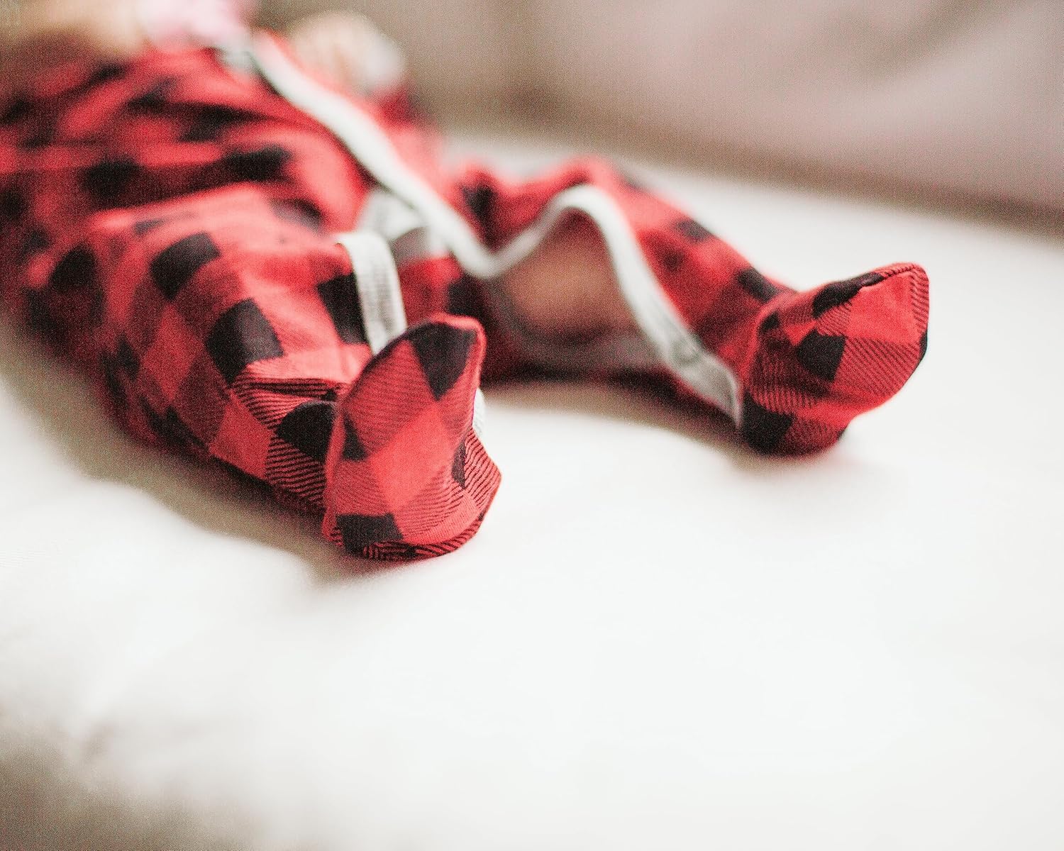 Snugabye buffalo plaid sleeper pull-on baby girls essential sleepwear machine washable
