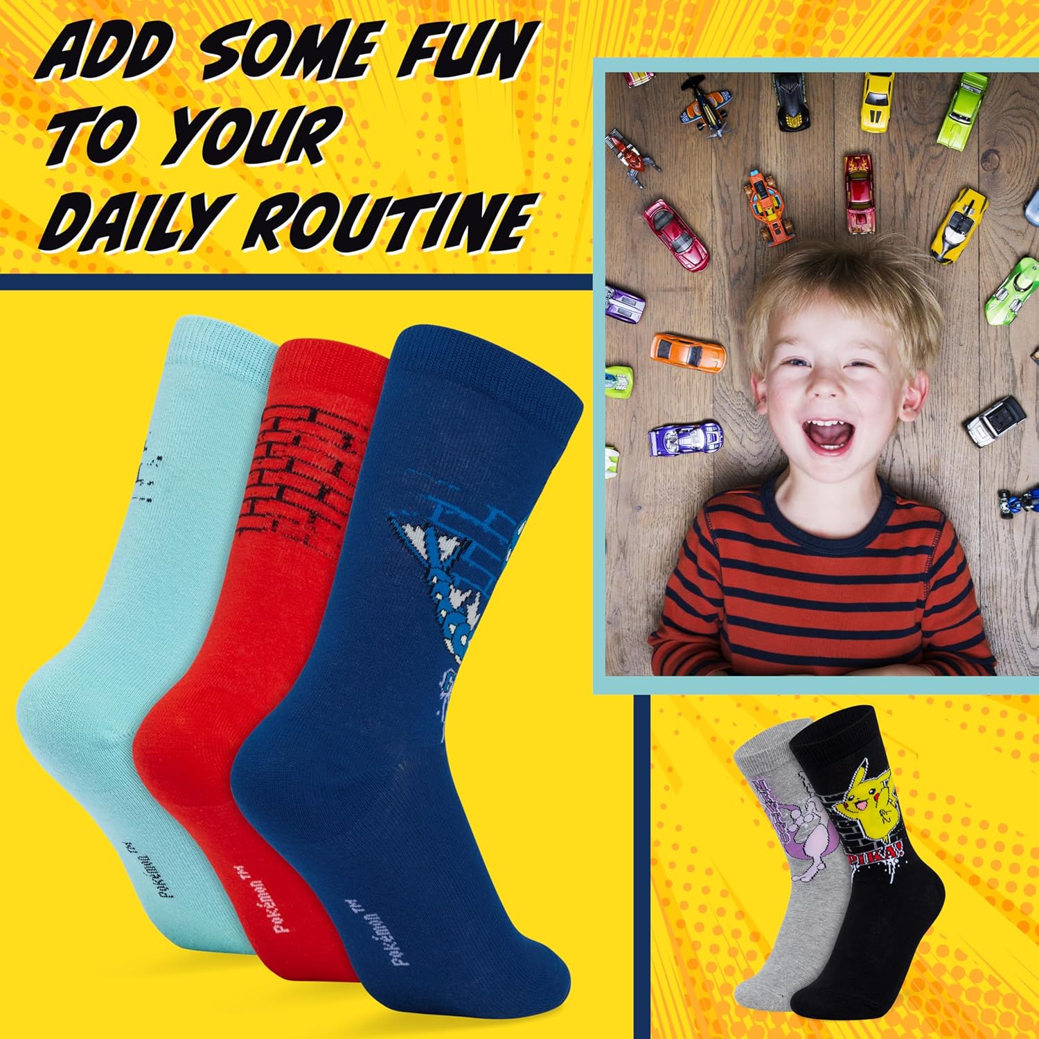 Pokemon Boys Calf Socks Discovers - Premium Soft Breathable Socks for Boys