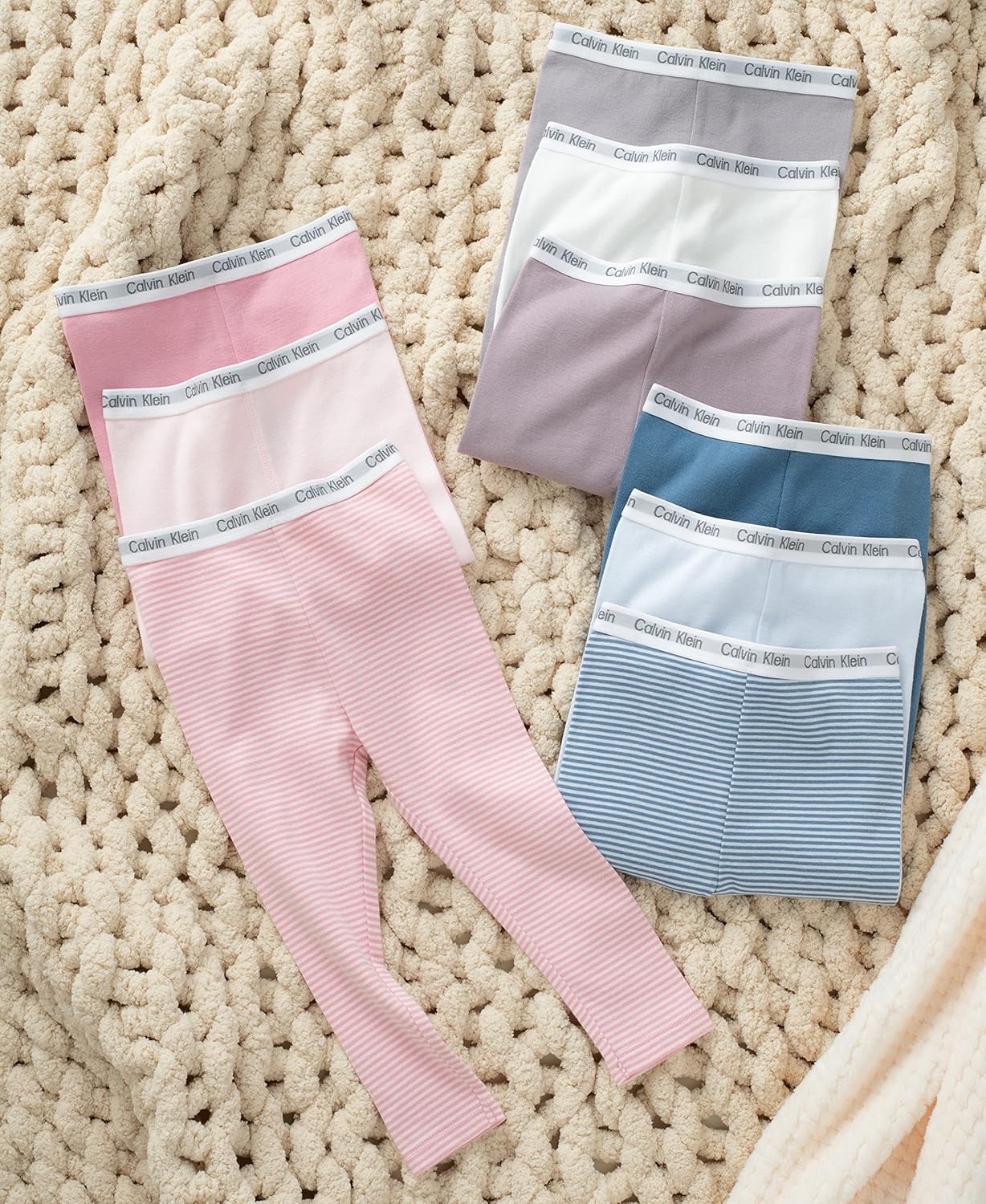 Calvin Klein Baby Girls 3-Pack Cotton Pants Ultra-Soft Comfortable