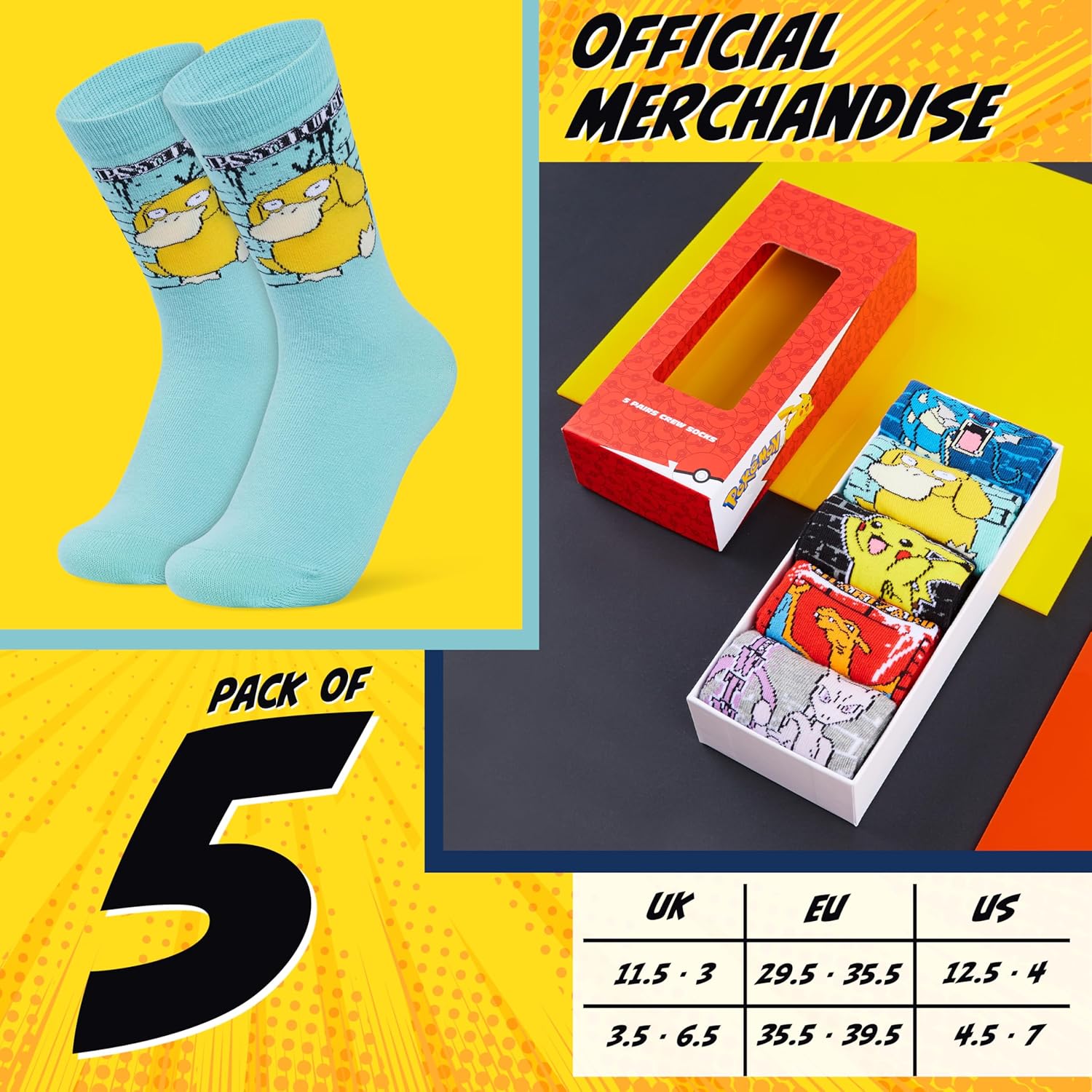 Pokemon Boys Calf Socks Discovers - Premium Soft Breathable Socks for Boys