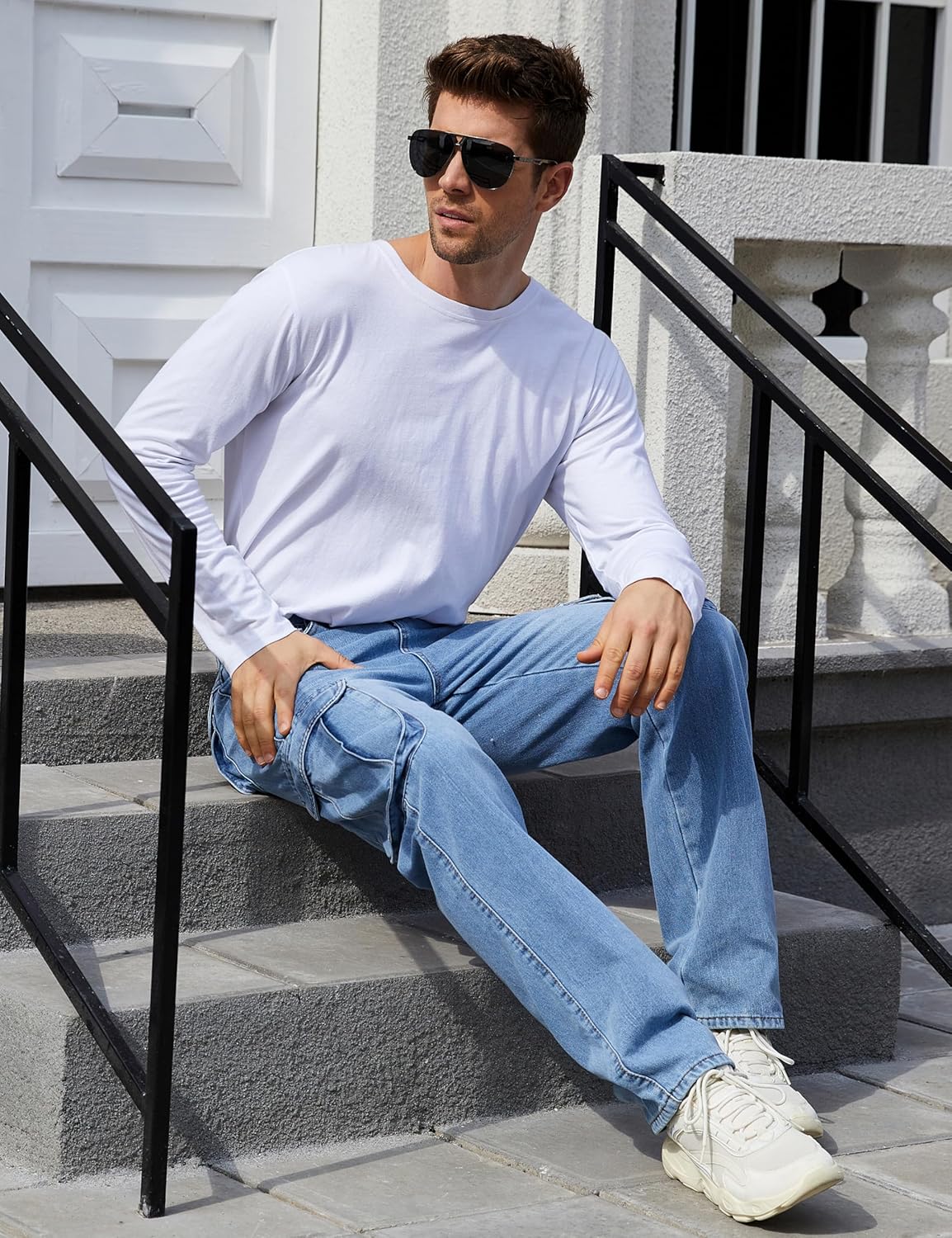 Mens Denim Cargo Pants