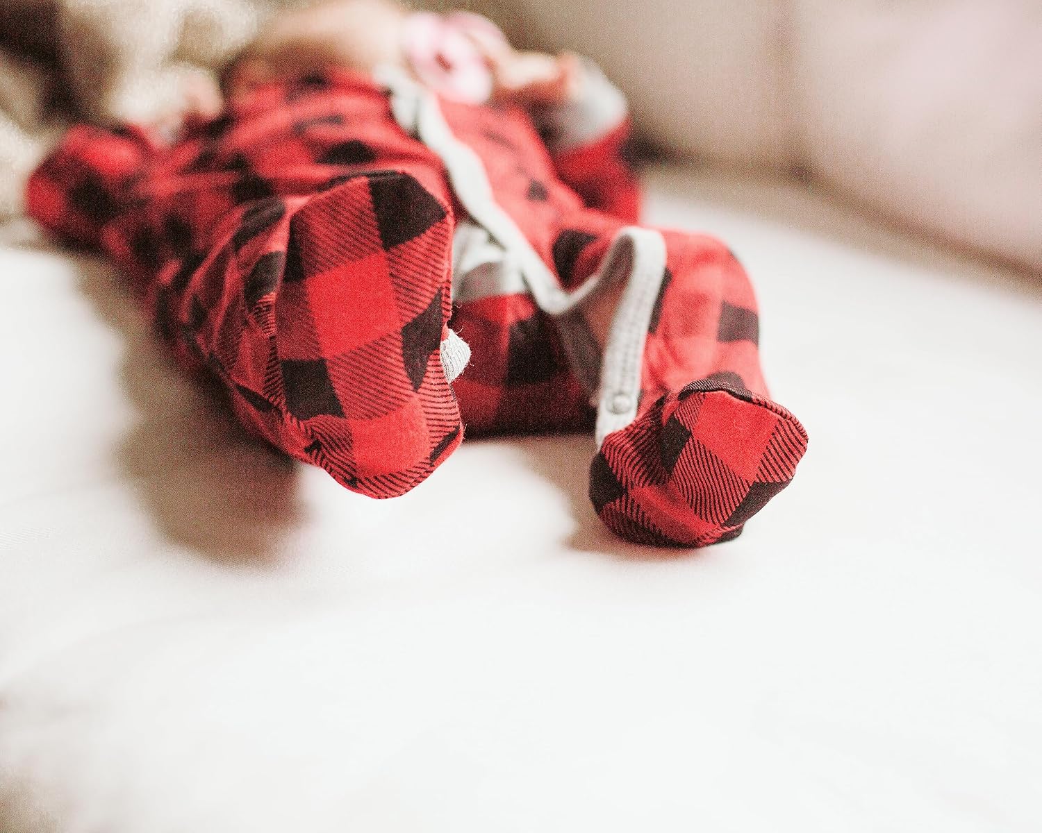 Snugabye buffalo plaid sleeper pull-on baby girls essential sleepwear machine washable